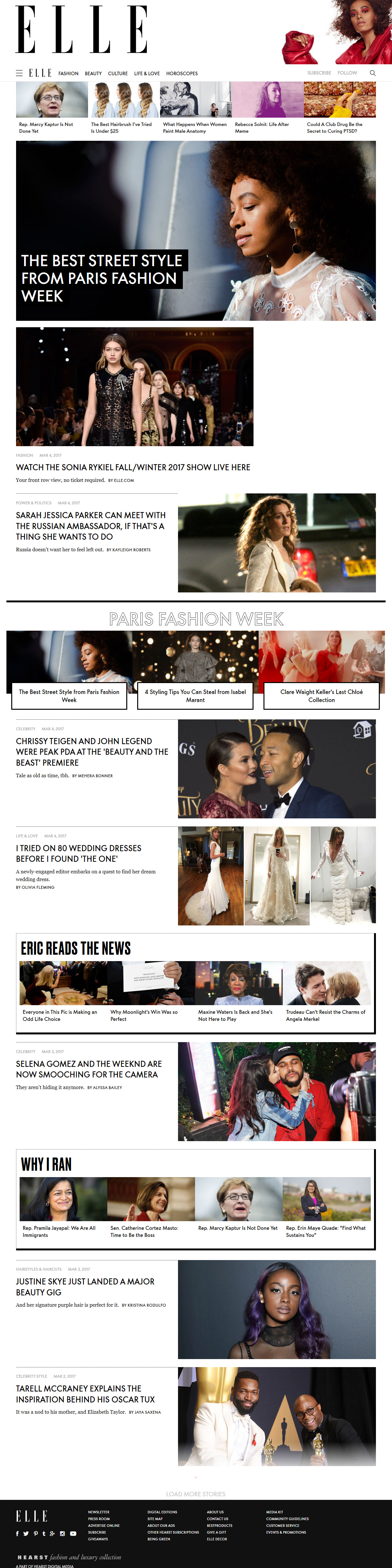 Elle website in 2017