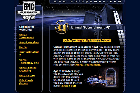 Epic Games website in 2000