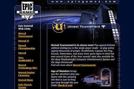 Epic Games website in 2001