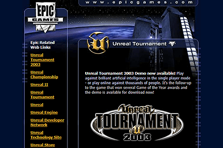 Epic Games website in 2002