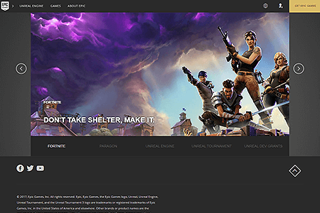 Epic Games website in 2017