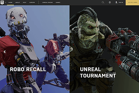 Epic Games website in 2018