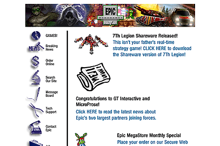 Epic MegaGames website in 1997