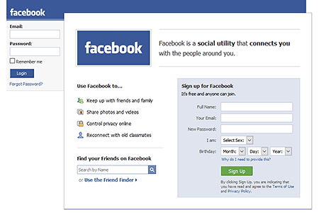 Facebook website in 2008