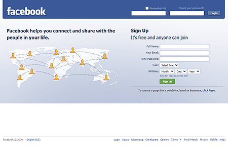 Facebook website in 2009
