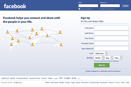 Facebook website in 2011