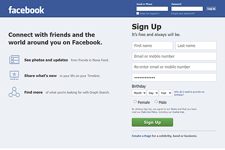 Facebook website in 2014