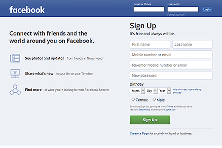 Facebook website in 2016