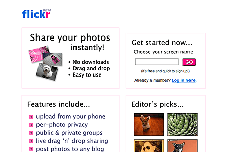 Flickr website in 2004