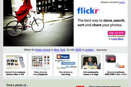 Flickr website in 2005