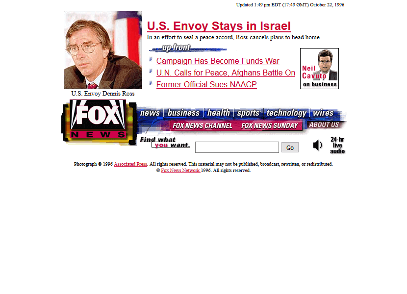 Fox News Channel website in 1996