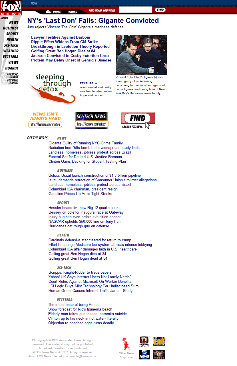 Fox News Channel website in 1997