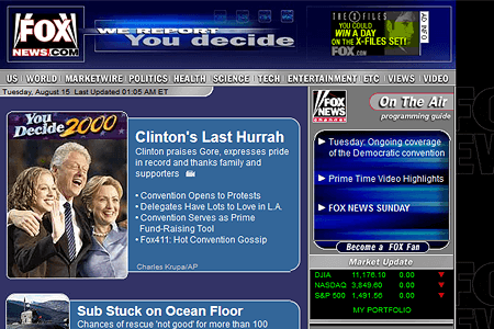 Fox News Channel website in 2000