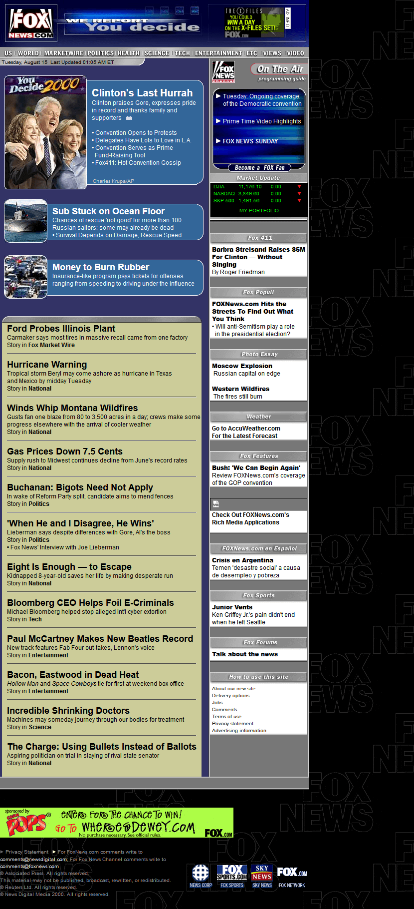 Fox News Channel website in 2000
