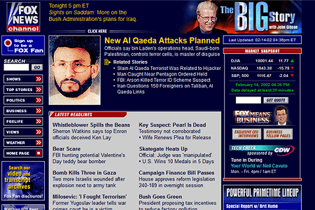 Fox News Channel website in 2002
