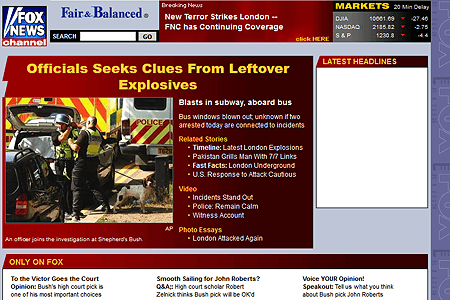 Fox News Channel website in 2005