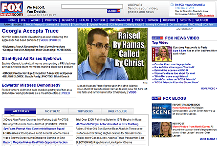 Fox News Channel website in 2008