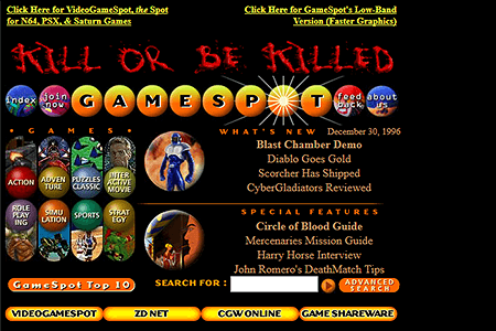 GameSpot website in 1996