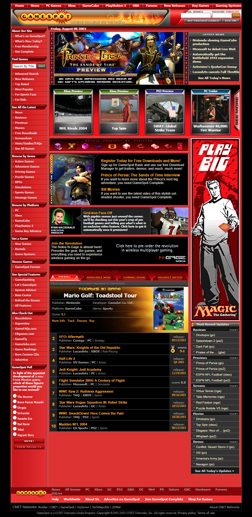 GameSpot website in 2003