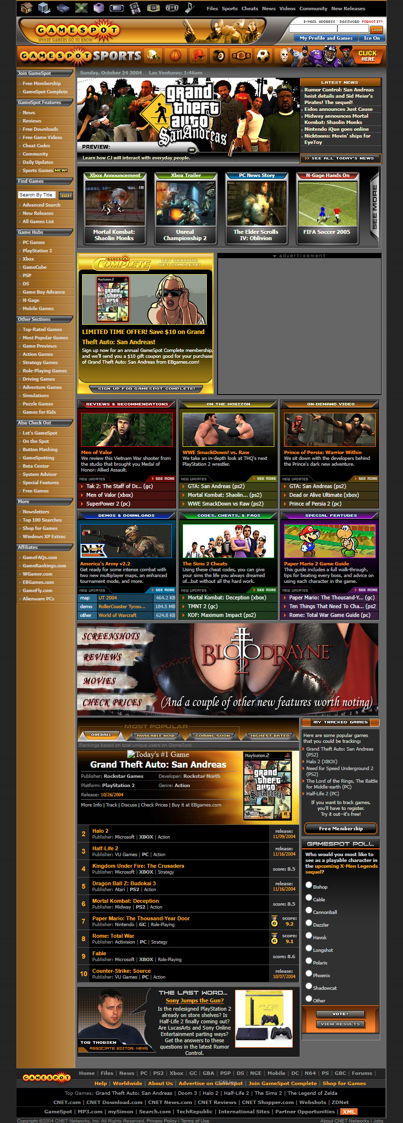 GameSpot website in 2004
