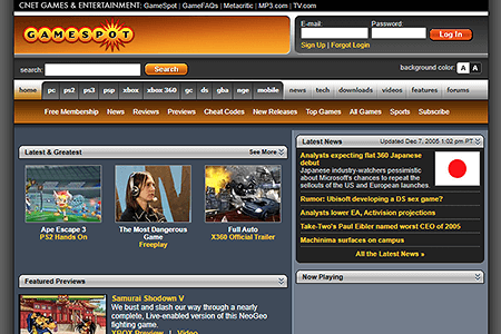 GameSpot website in 2005
