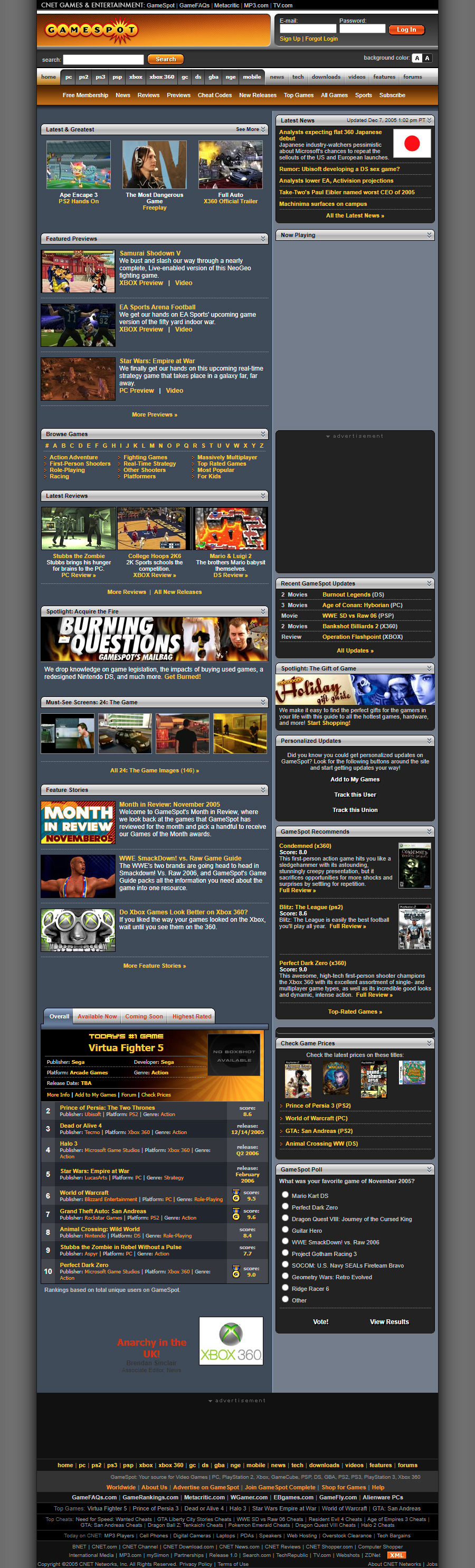 GameSpot website in 2005