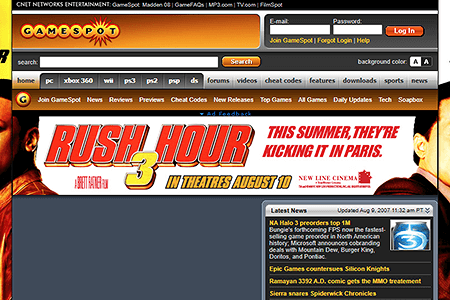 GameSpot website in 2007