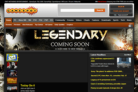 GameSpot website in 2008
