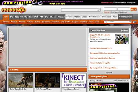 GameSpot website in 2010