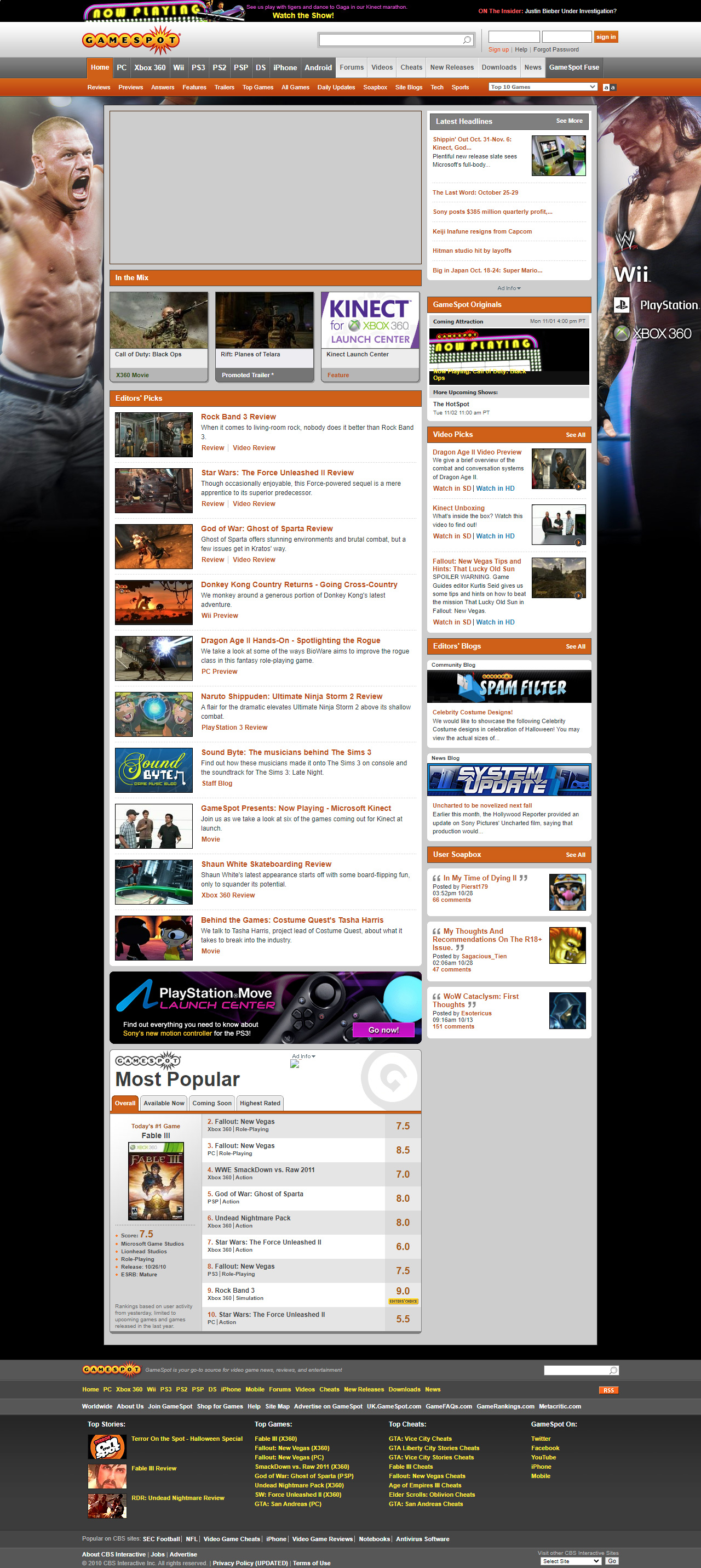 GameSpot website in 2010
