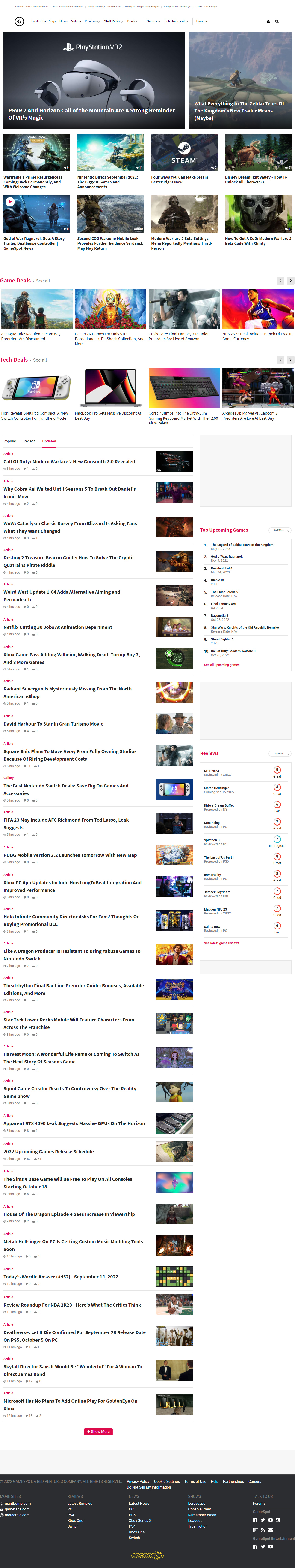 GameSpot website in 2022