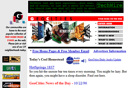 Geocities website in 1996