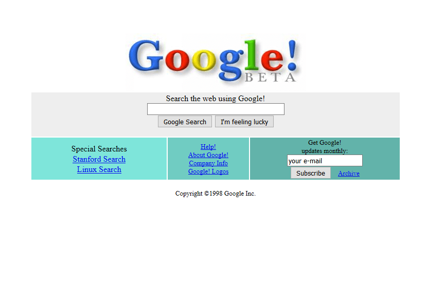 Google in 1998 | Web Design Museum