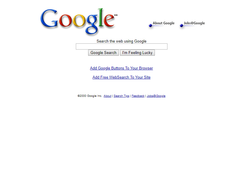 Google homepage in 2000
