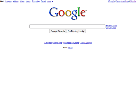 Google website in 2009