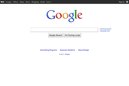 Google website in 2011