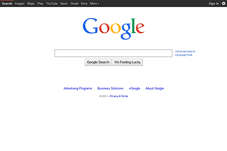 Google homepage in 2014
