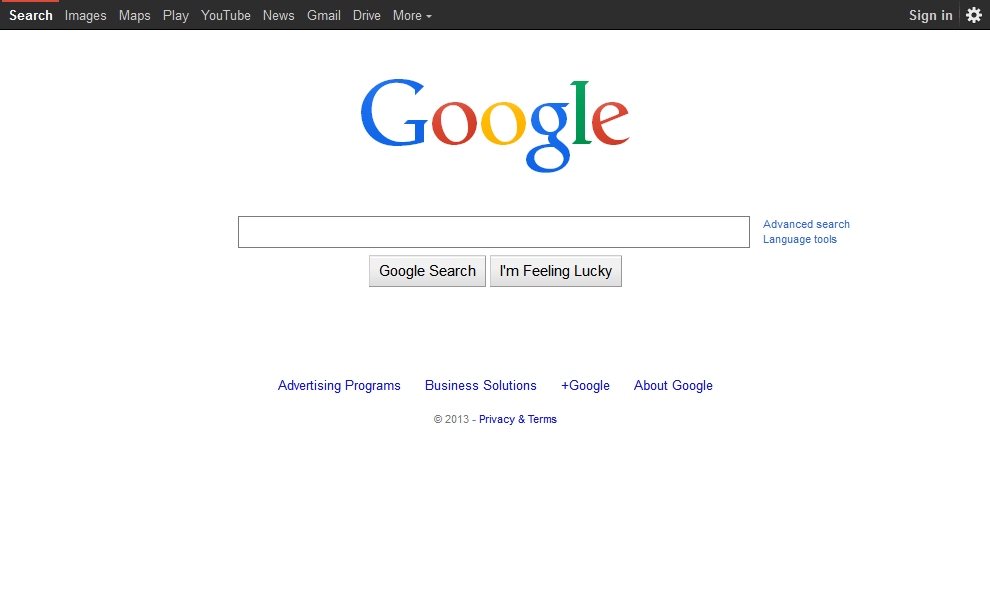 Google homepage in 2014