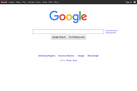 Google homepage in 2015