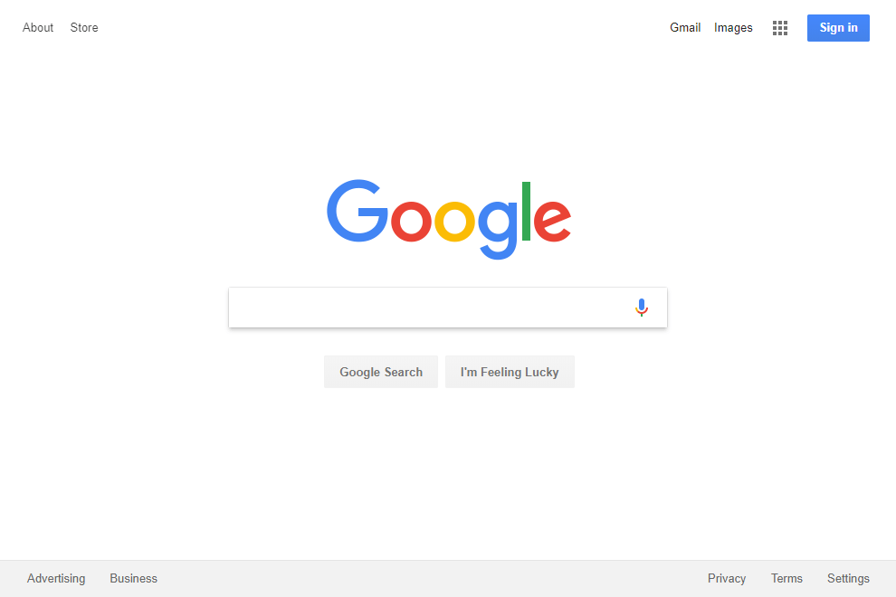 Google homepage in 2018