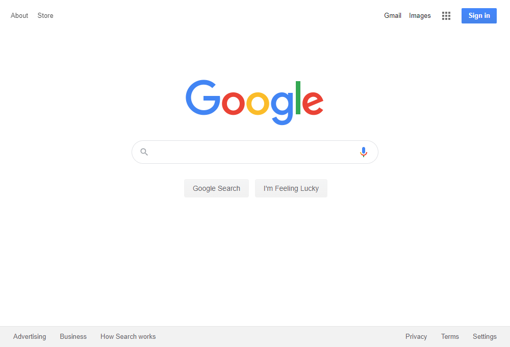 Google homepage in 2019