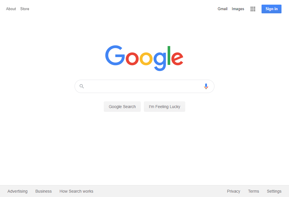 Google homepage in 2020