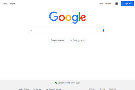 Google homepage in 2021