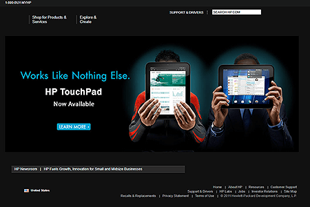 Hewlett Packard website in 2011