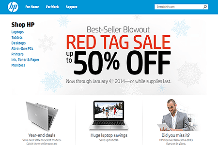 Hewlett Packard website in 2013