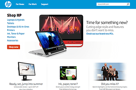 Hewlett Packard website in 2014