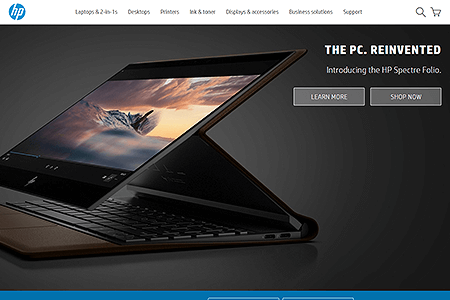 Hewlett Packard website in 2018