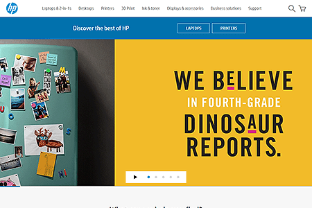 Hewlett Packard website in 2019