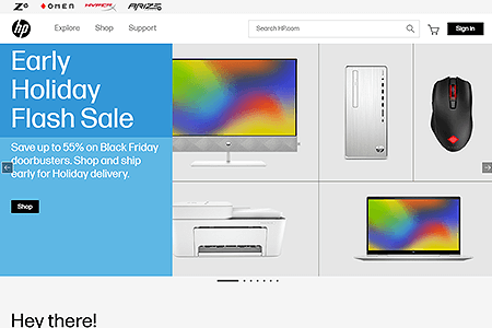 Hewlett Packard website in 2022