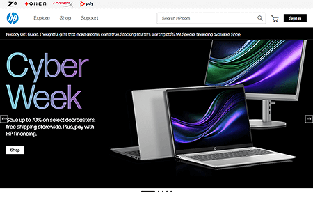 Hewlett Packard website in 2024